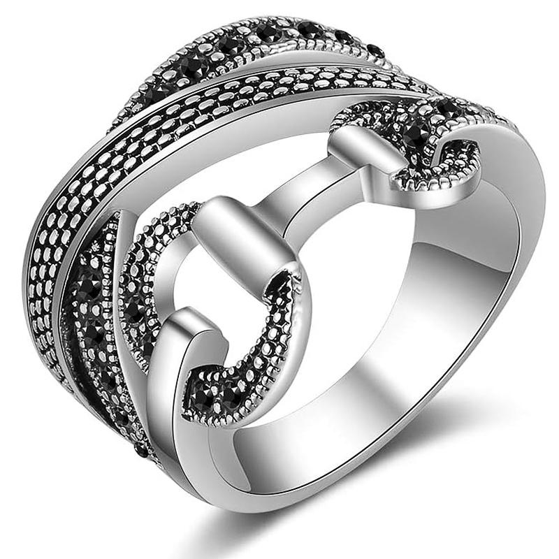 

Huitan Novel Irregular Knot Design Rings Female Exquisite Dazzling Cubic Zirconia Accessory Delicate Brilliant Zircon for Party 8