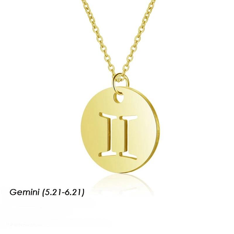 12 Constellation Necklaces for Women Girl Zodiac Sign Gold Color Pendant Necklace Aries Leo 12 Constellations Jewelry