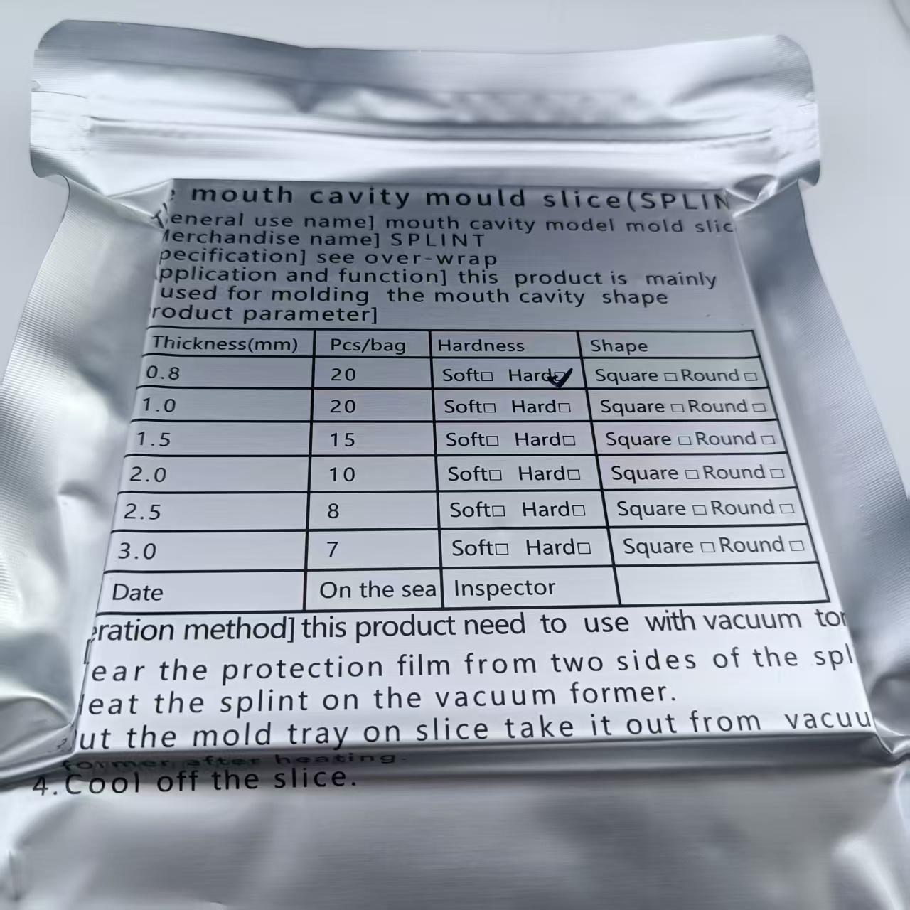 

1 упаковка стоматологической фольги для вакуумного формования квадратный ортодонтический фиксатор для шины стоматологическая лаборатория термоформовочный материал Hard 0.8mm