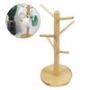 OUNONA Wooden Glass Holder, Cup Stand, Drainer, Kitchen, Bathroom, Mug Tree, Mug Rack, Cup Storage Stand, Stylish Kitchen Storage with 6 Hooks