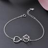 Lindon Women Zircon 925 Sterling Silver Jewelry Geometric Bead Chain Link Bracelet Fashion Fine Wedding Gift for Girlfriend