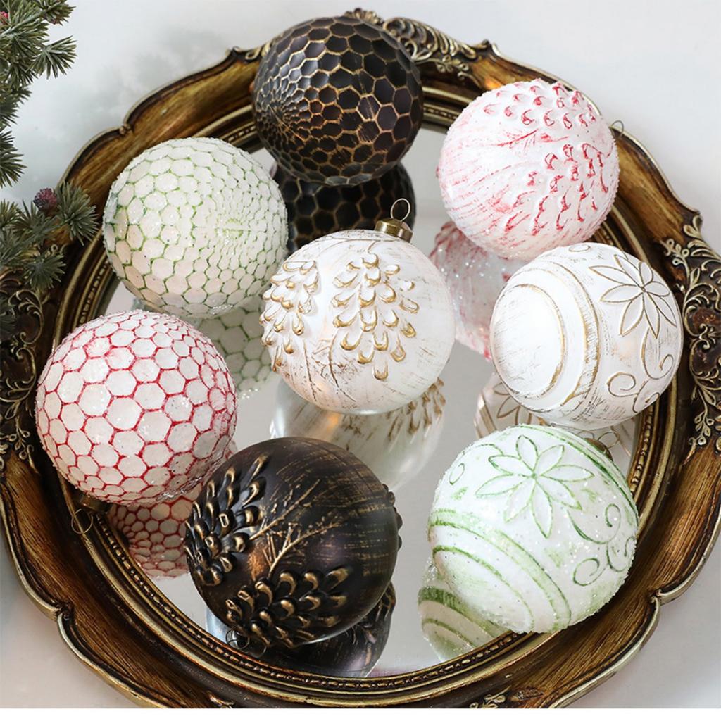8CM Antique Christmas Ball Set Of 12 Hanging Decorations For Christmas Tree Decoration And Scene Setup