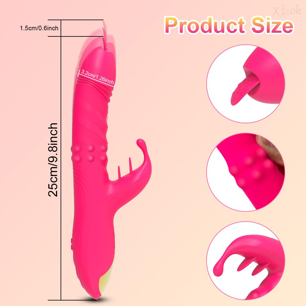 Licking Vibrator for Women Rabbit Dildo G-Spot Vaginal Stimulator Telescopic Clitoral Female Masturbator Massager Adult Sex Toys