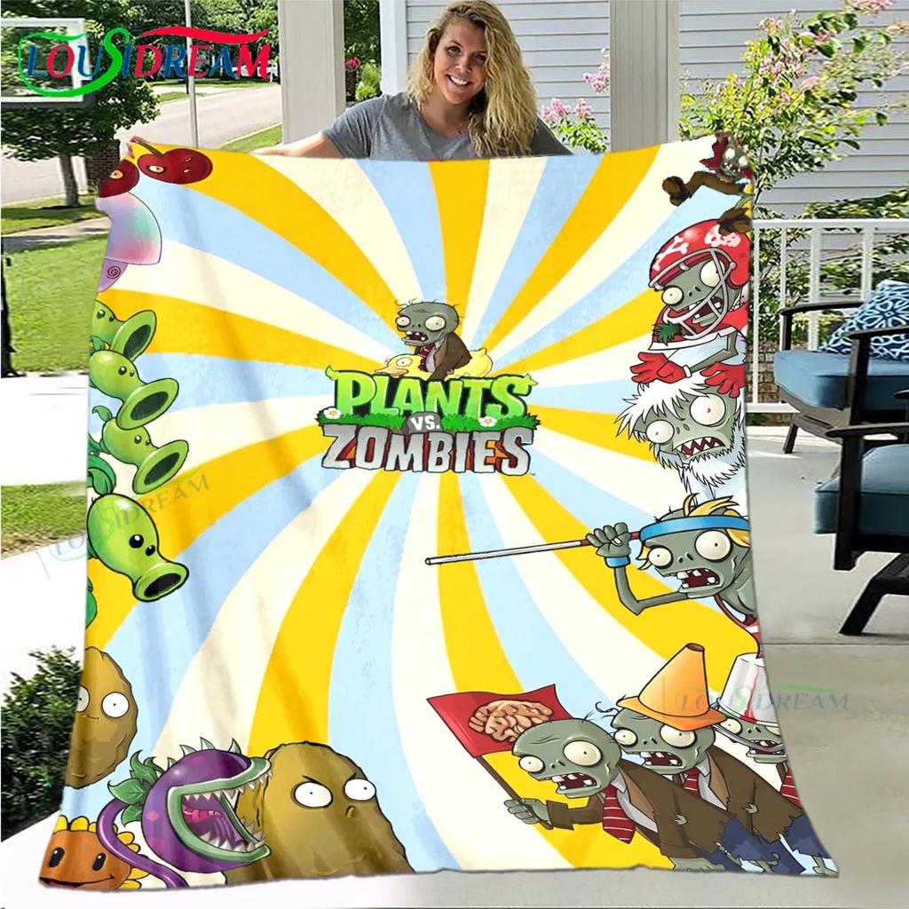 Hot Puzzle Games P-plant Vs Z-zombiee Flannel Children Blanket Sofa Bed Decoration Blanket Portable Blanket Bath Towel Gift