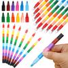 Stackable Crayons 12-Color Building Blocks Crayons Art DIY Drawing Graffiti Supplies Office School Stationery Students Gifts ZYF