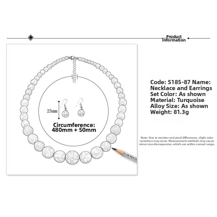 JMXD-European and American Fashion Beaded Necklace Turquoise Collarbone Chain Ethnic Style Female Retro Vacation Necklace