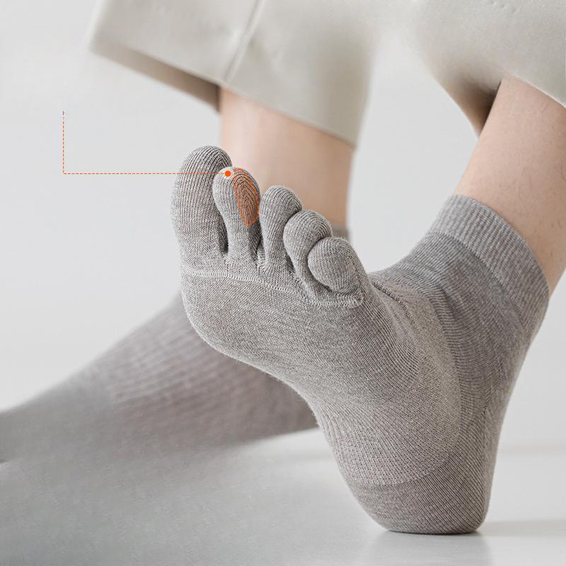 Five-fingered Socks, Men's Cotton Socks, Short Socks, Summer Thin Sweat-absorbing, Deodorizing, Antibacterial, Boneless Toe Split Short Socks