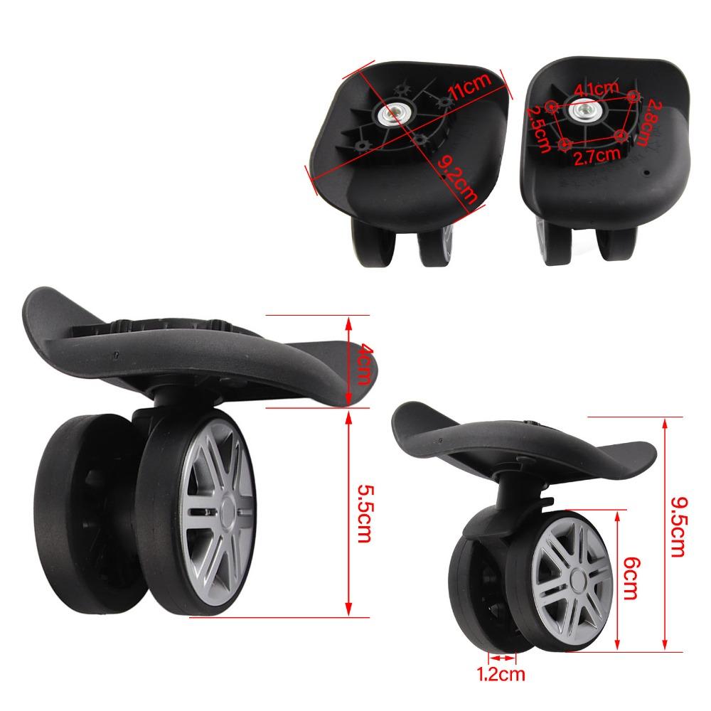 1 Pair Durable Mute Luggage Replacement Wheels PP PET Black Suitcase Caster Wheels Universal Wheel Replacement Luggage Repair