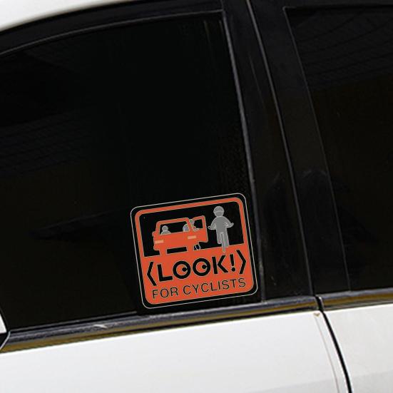 4Pcs Car Door Safety Sticker Reflective Warning Labels for Vehicle Window Creative Weatherproof Automatic Decal Set