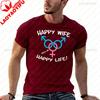 Funny Happy Wife Happy Life Swinger MFM Threesome Swinger Lifestyle Design Printed T-shirt Tees SweatunisexCotton Clothing