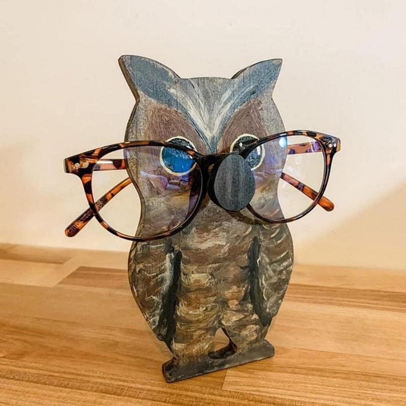 Handmade Wooden Carved Animal Eyeglass Holder Sunglasses Display Stand Home Office Desk Decor Christmas New Year Gift