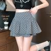 Women's Elegant Black Polka Dot A-Line Chiffon Skirt - Petite, High-Waisted, Summer Skirt Pants