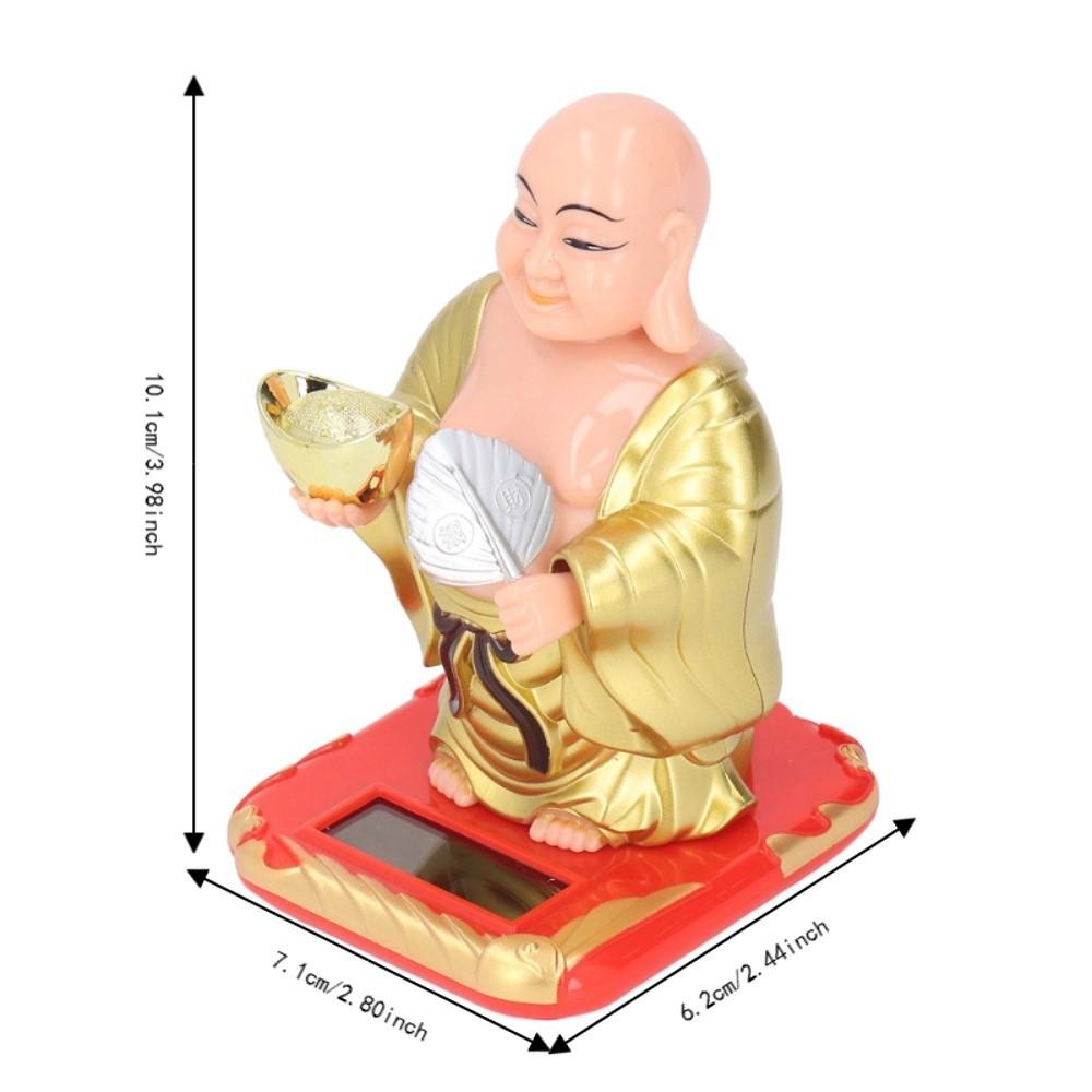 Plastik Solar Wackel-Buddha Figur Gold Auto Armaturenbrett Licht Angetriebene Dekoration Büro Schreibtisch Display