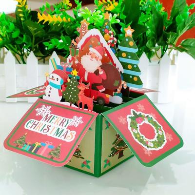 New Year Greeting Cards Blessing Postcard 3D Pop Up Greeting Cards Merry Christmas Cards Swan Mermaid Thank You Cards Decor