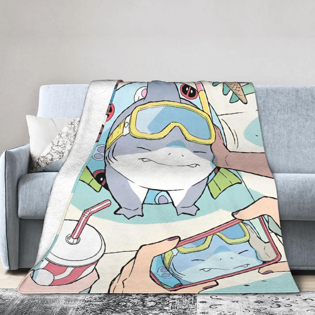 Cute Jeff The Landshark Flannel Blankets Shark Funny Throw Blanket for Home 200x150cm Plush Thin Quilt
