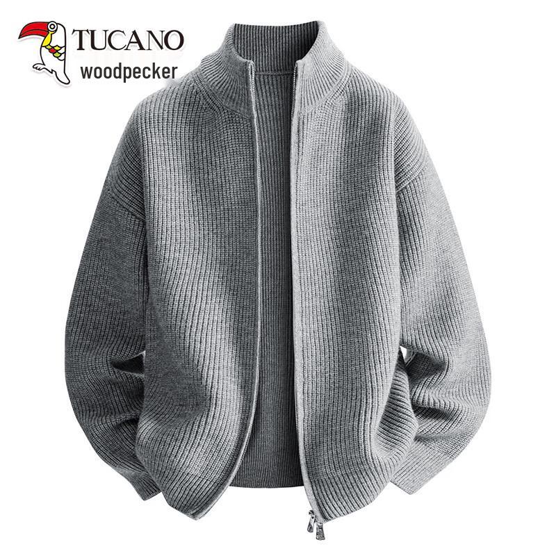 TUCANO Men's Stand Collar Knitted Cardigan Sweater