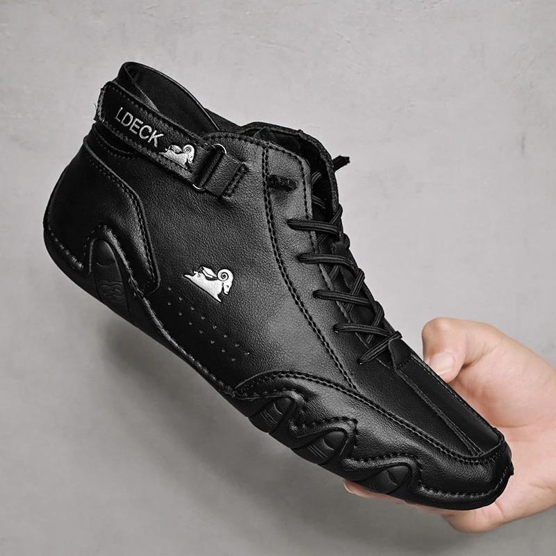 Men Boots Winter With Fur Warm Handmade Ankle Boots Men Work Snow Shoes Men Split Leather Boots