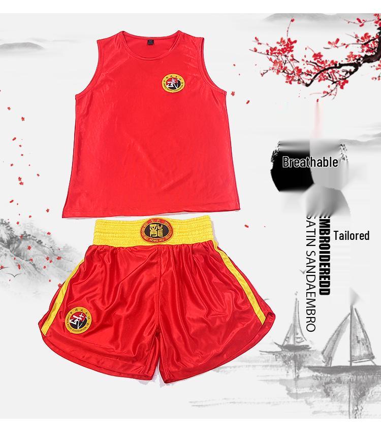Sanda Muay Thai Set: Dragon-Embroidered Short-Sleeve & Shorts for Men, Women, and Kids - Martial Arts Performance Costume