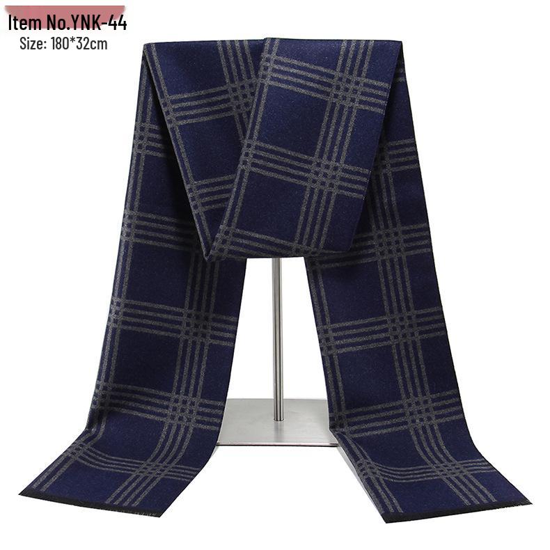 2026 Men's Winter Warm Plaid Scarf - European & American Style, Imitation Cashmere, Long Scarf