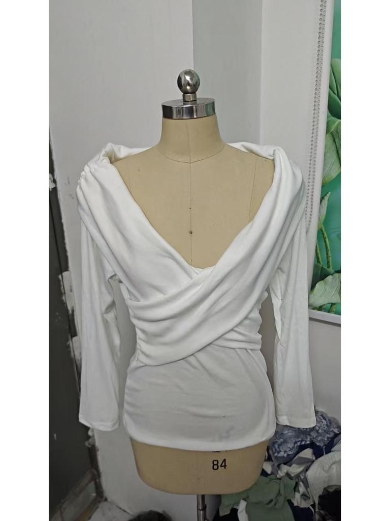 2024 Herbst/Winter Off-Shoulder Langarm Sexy T-Shirt - Neue Europäische & Amerikanische Mode für Frauen