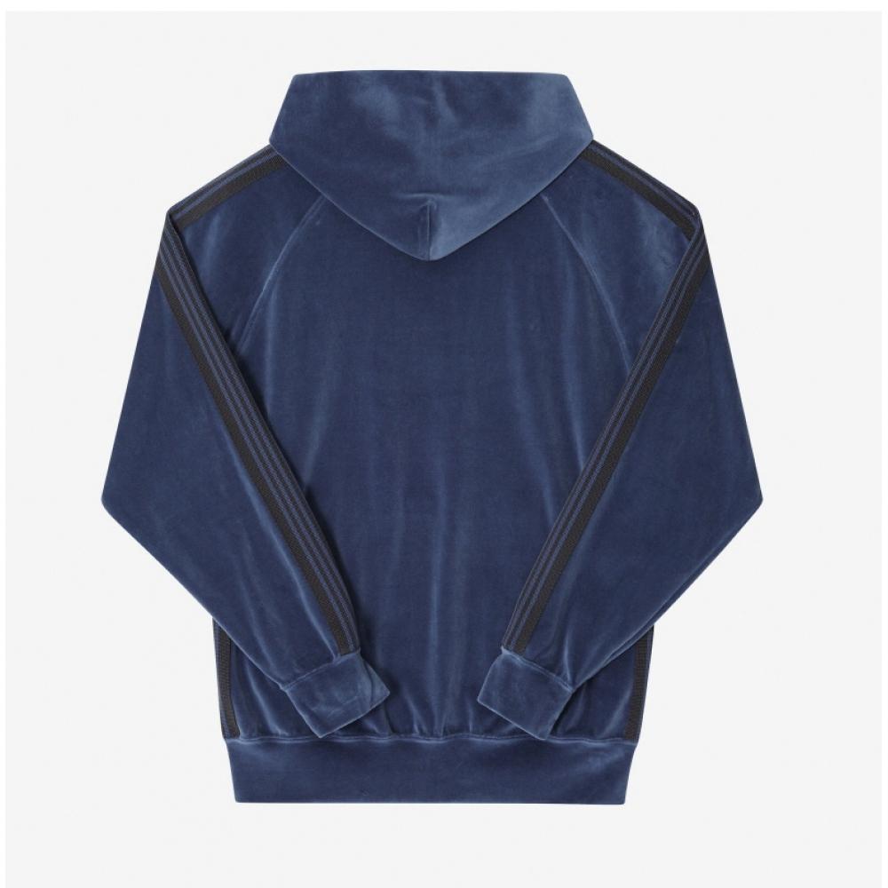 Needles Ns252 B Smoke Blue Velour Track Hoodie For Men