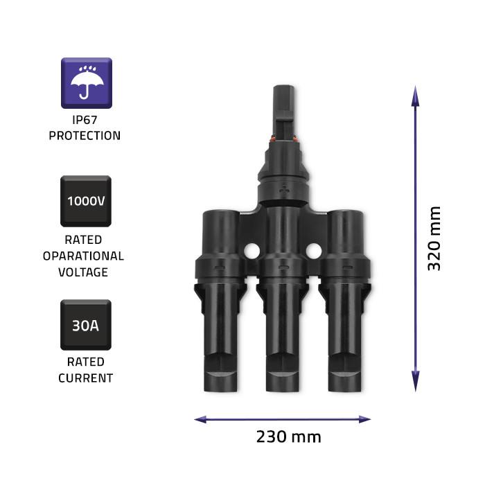 Qoltec Solarstecker | MC4-Stecker | Typ T | 1000V | 30A | Set