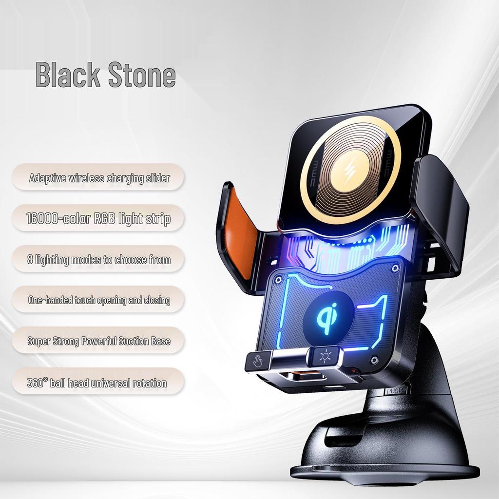 Magnetic Wireless Car Charger Mount with Ambient Lighting & Universal Vent Design, Compatible with All Cars.