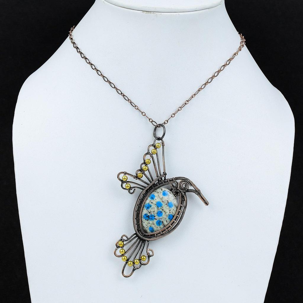 K2 Jasper Pendant Copper Wire Wrapped Pendant Gemstone Pendant For Women Wonderful Copper Jewelry Handmade Pendant Gift For Her Bird Jewelry