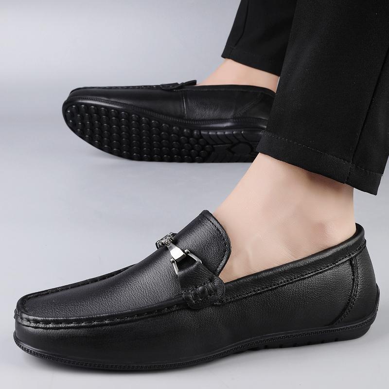 Fashion New Casual Male Work Shoes Men's High Quality Genuine Leather Loafers Handmade Men Walking Shoes Moccasins Walking Men Flats