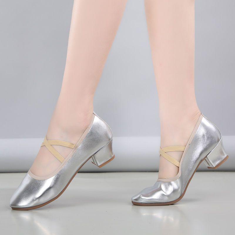 Sapatos Femininas Women Cute Siilver Light Weight Buckle Strap Square Heel Shoes Lady Casual Comfort Dance Shoes Ab648