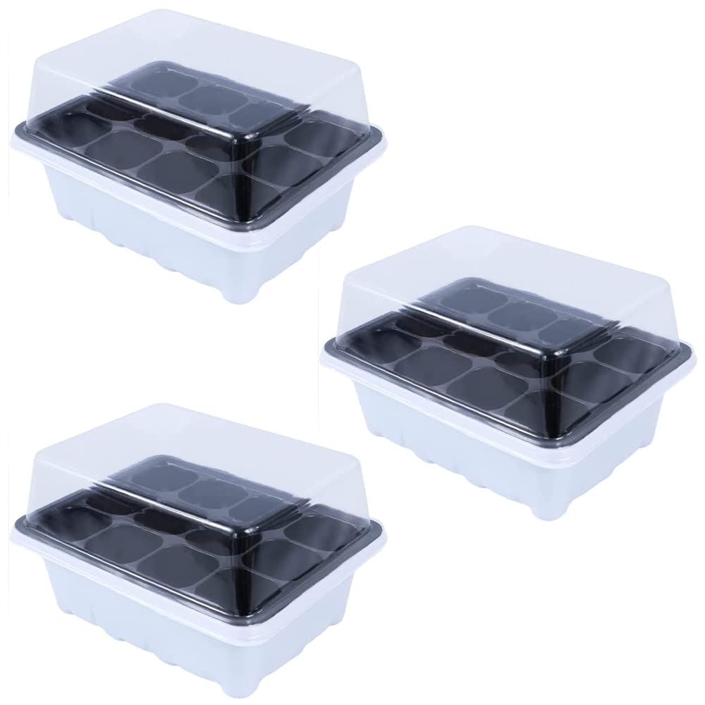 

Горшок для рассады TKY, поддон для рассады, посев семян, 12 отверстий, набор из 3 шт. (белый) белый