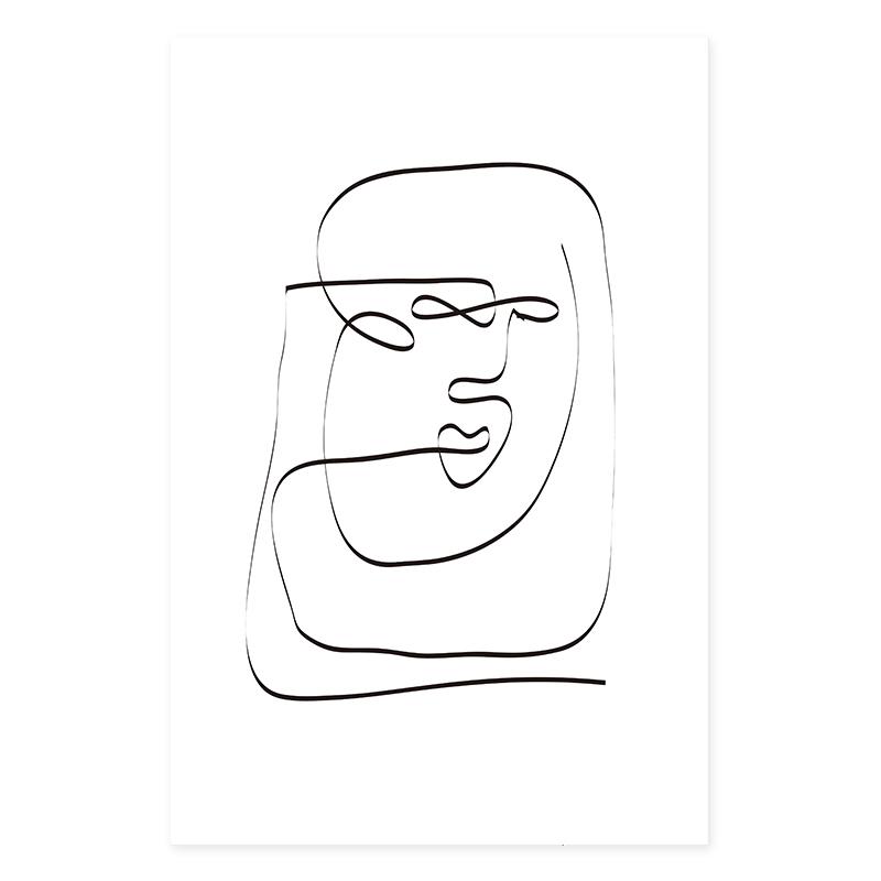 Abstract Boho Mountain Face Line Geometry Wall Art Picture Minimalist Canvas Painting Print Poster ForLiving Room Interior Decor