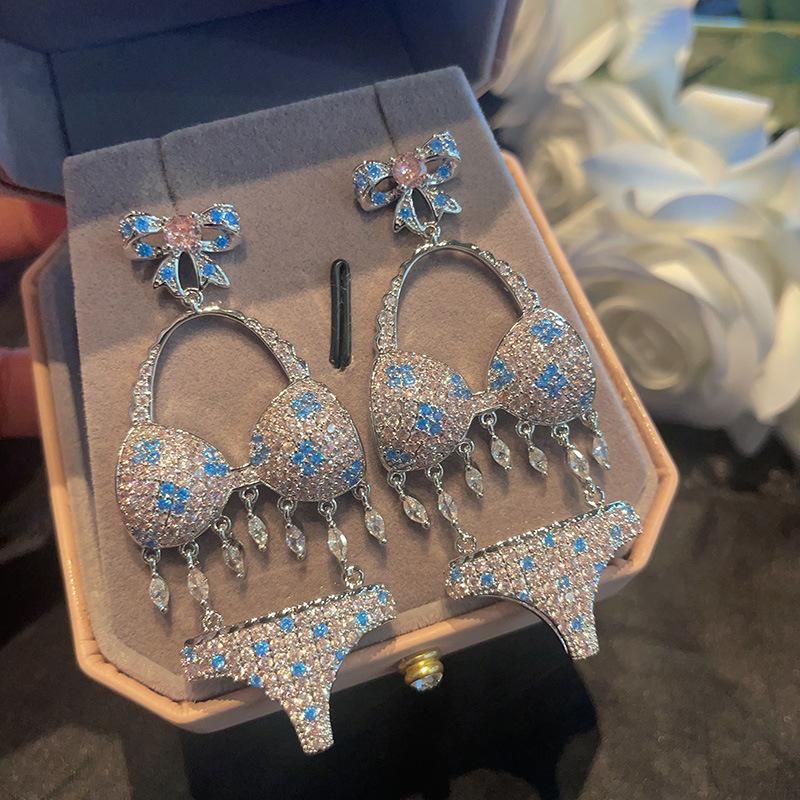 Bikini Panties Creative Butterfly Earrings Slightly Inlaid Zircon Personalized Popular Jewelry