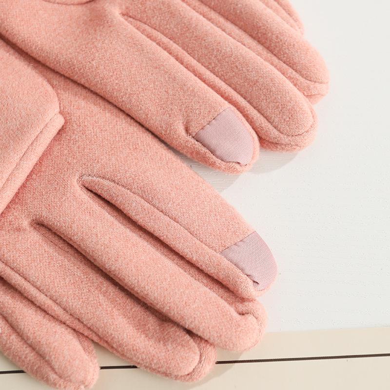 Warm Gloves for Women Rabbit Velvet Outdoor Riding Cute Butterfly Marten Ball Windproof Cold Touch Screen Autumn and Winter Gloves
