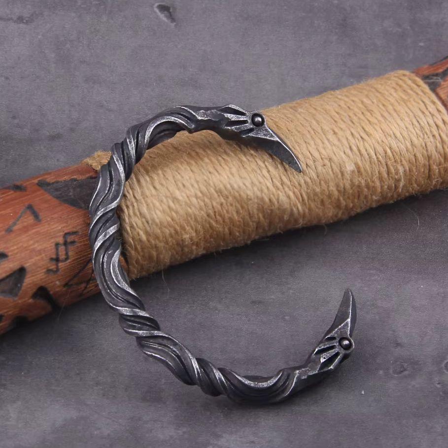 Edelstahl Wikinger Rabe Armband für Männer Nordisches Armband mit Holzbox Nordischer Stil Geschenk