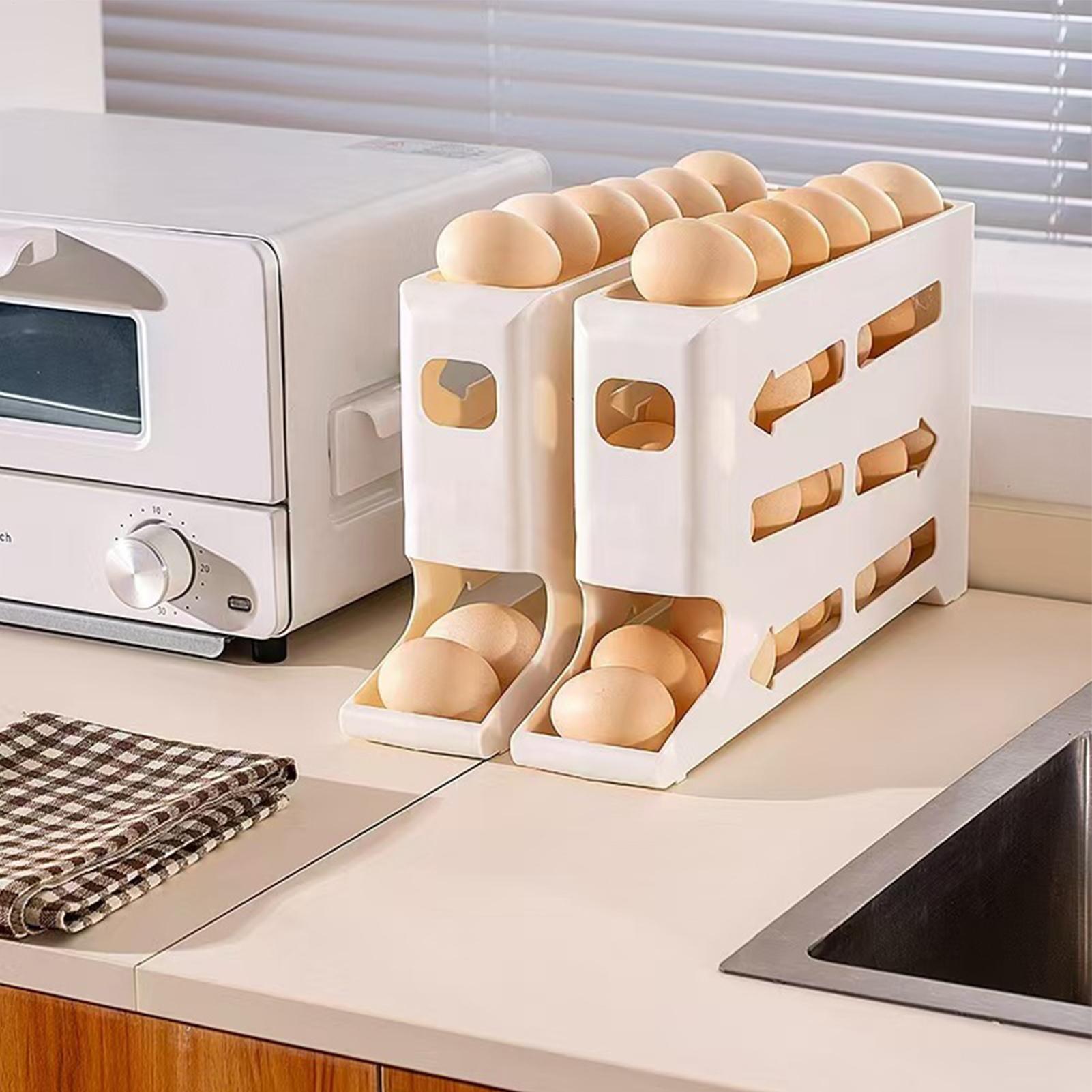 Egg dispenser 4-layer automatic rolling egg rack refrigerator egg storage box container Kitchen refrigerator storage device China Mainland