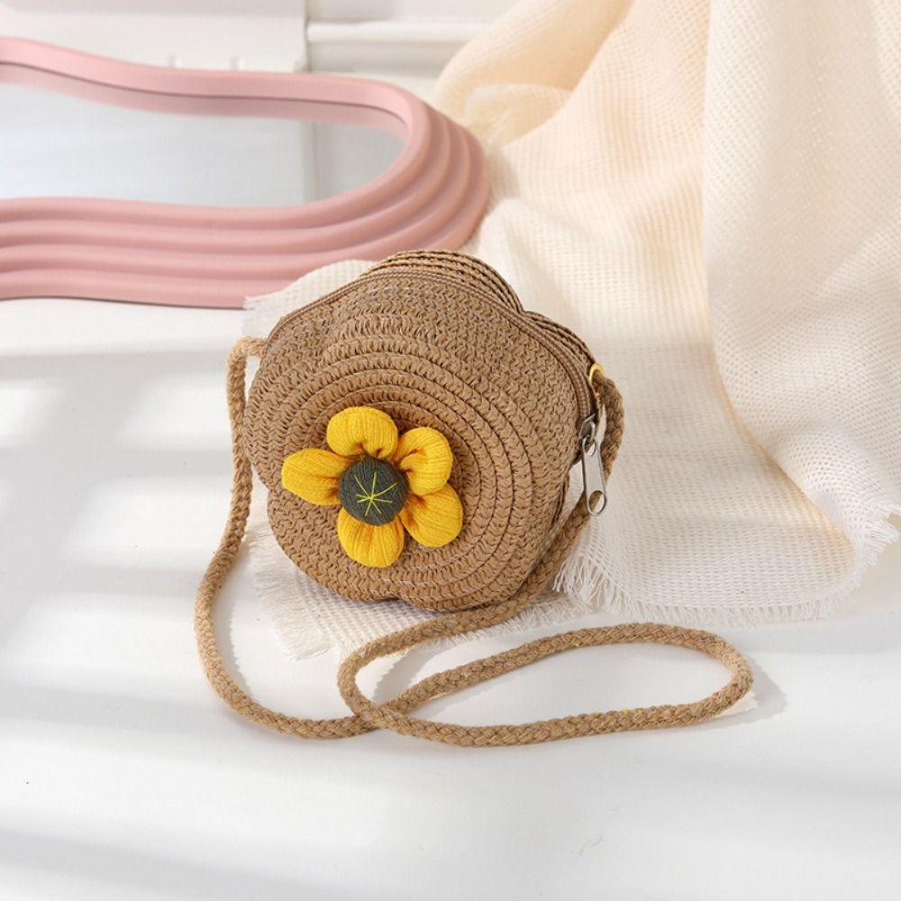 Straw Straw Shoulder Bags Mini Princess Handbags Cute Crossbody Bag  Kids Girls