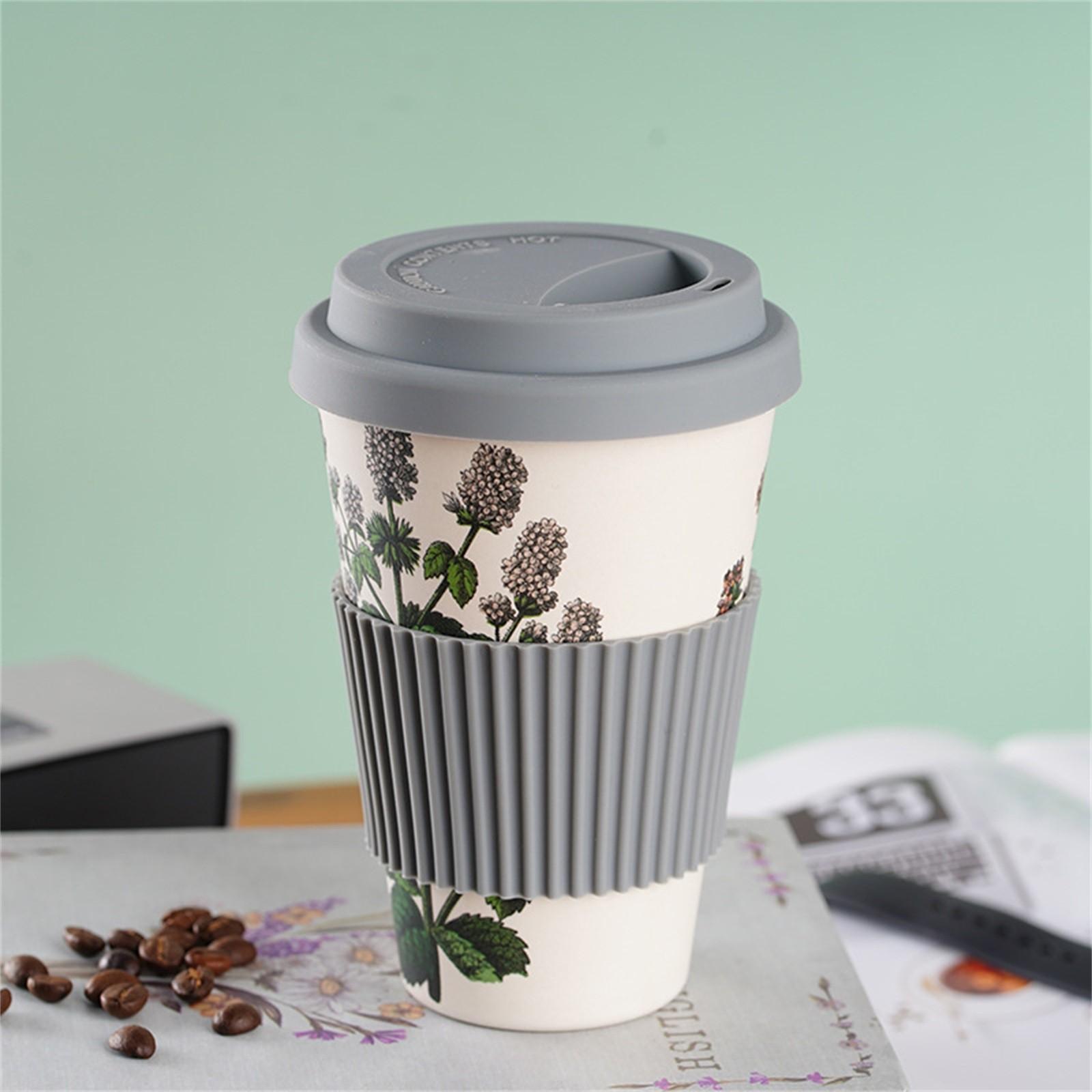 

470ml Bamboo Fiber Coffee Cup Reusable Travel Mug with Silicone Lid and Heat Resistant Sleeve Eco Friendly Lightweight Durable