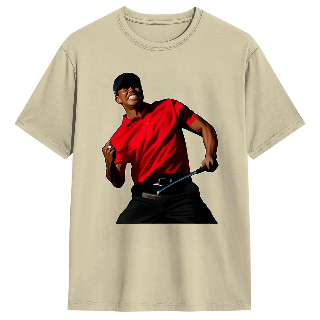 Unisex Tigers WWoods Reaction T Shirts Pure Cotton Tops Summer Vintage Short Sleeve TShirt Crew Neck Harajuku Design Tee Shirt