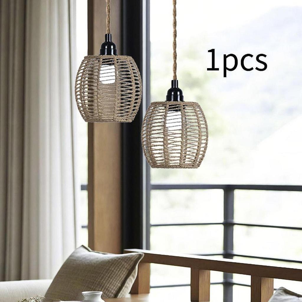 Woven Lampshade Rustic Ceiling Lamp Shade Decor Decorative Pendant Chandelier Covers