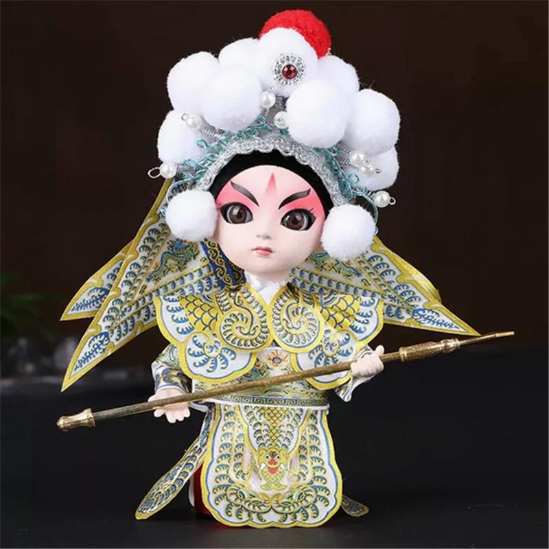 Chinese Opera Character Decoration Silk Doll Peking Opera Mask Doll Chinese Handmade Decorative Gifts Shop Decoration Doll