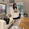 Autumn Winter O Neck Loose Casual Cartoon Printing Sweatshirt Women Long Sleeve Simple All-match Pullover Top