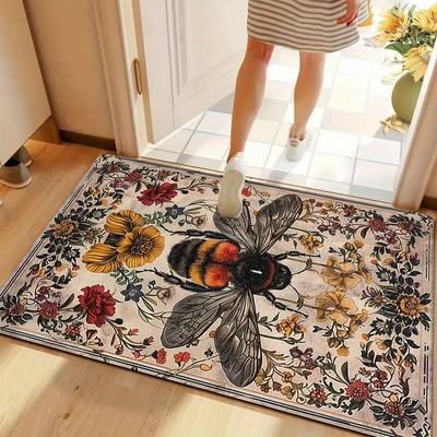 Vintage Bijenpatroon Deurmat Machine Wasbare Mat Keuken Badkamer Hal Tapijt Woondecoratie