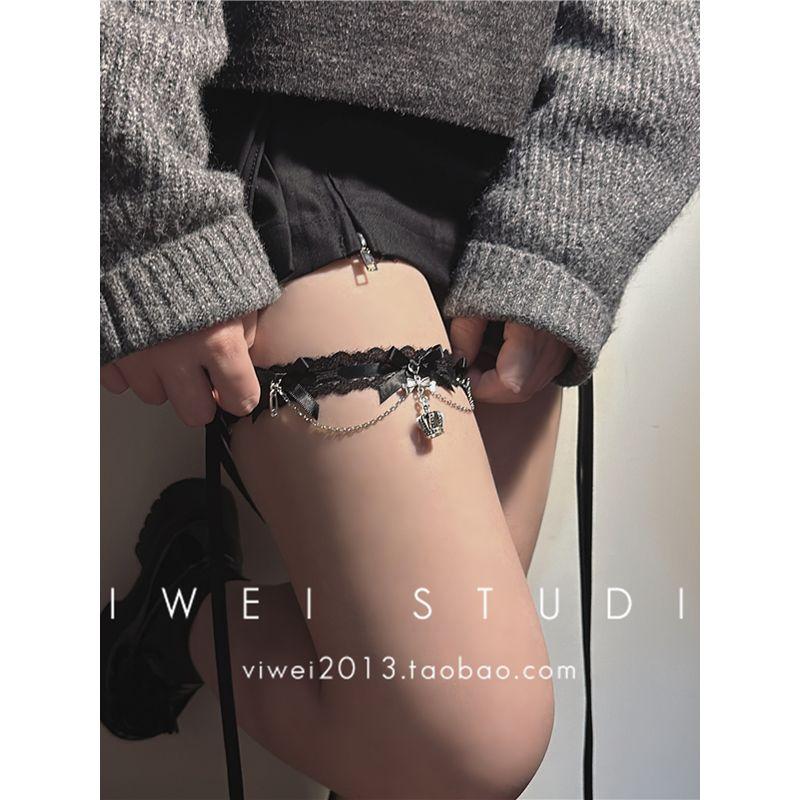 

Y2g Мой Харадзюку Лолита Ножной браслет Женский Банты Pure black one