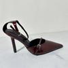 Lacquer Leather Sexy Slim High Heels Women's Ankle Strap Pointed High Heels Formal Shoes Elegant Office Sandals Women's