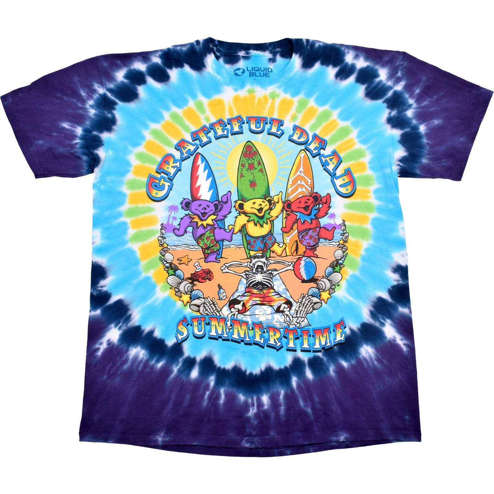 Grateful Dead Bears Beach Blanket Bingo Liquid Blue Tie Dye Mens T-shirt - NEW S