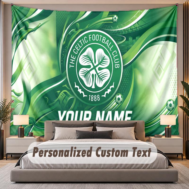 Custom Name Text Tapestry Celtic FC Personalized Polyester Wall Tapestry For Bedroom And Room