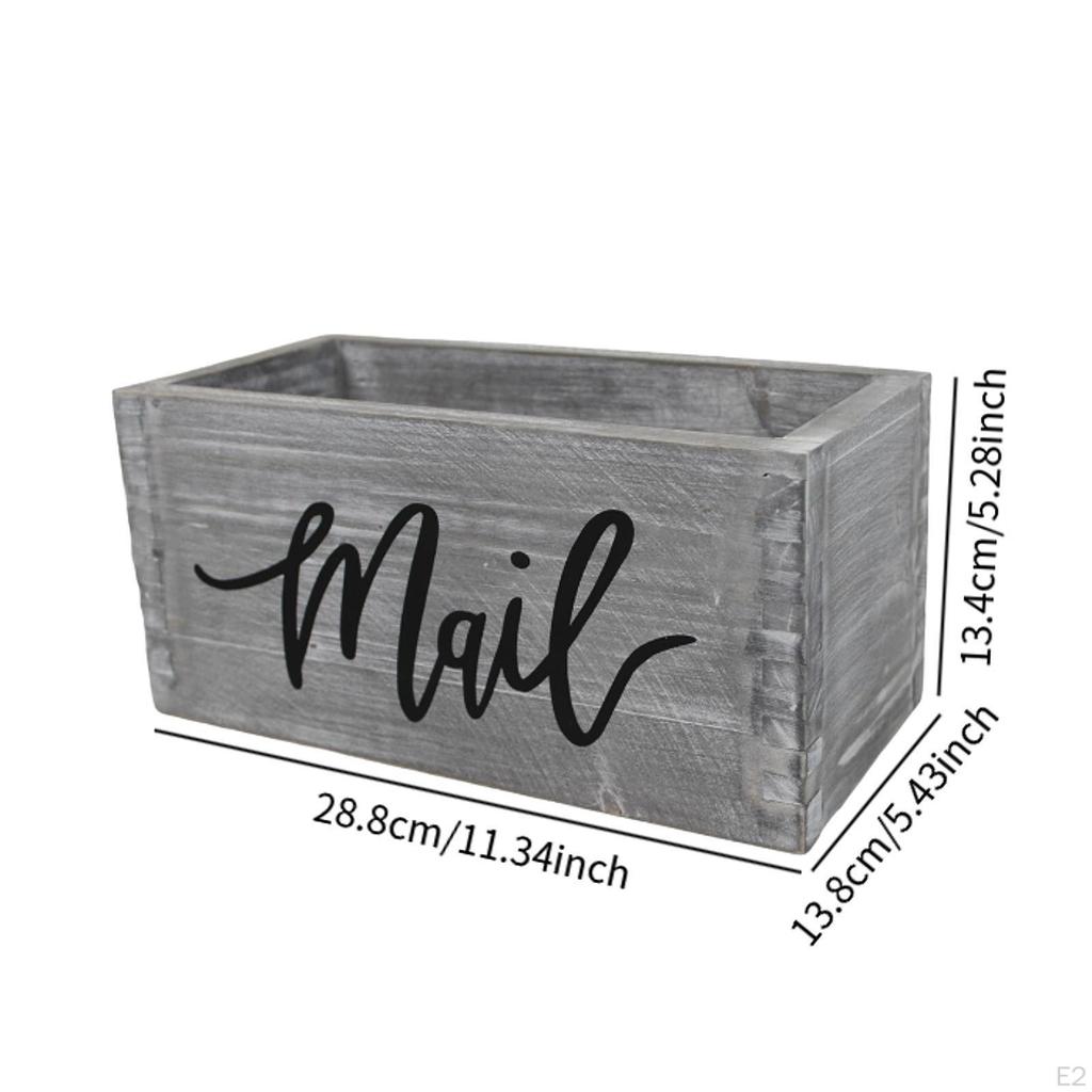 Wood Mail Box Storage Holder Letter Desk Organizer Rustic Basket Tabletop Mailbox for Home