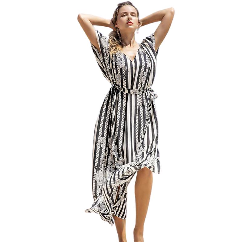 2020 Vestido largo bohemio de playa, ropa de playa para mujer, traje de baño para cubrir, traje de baño, caftán de playa