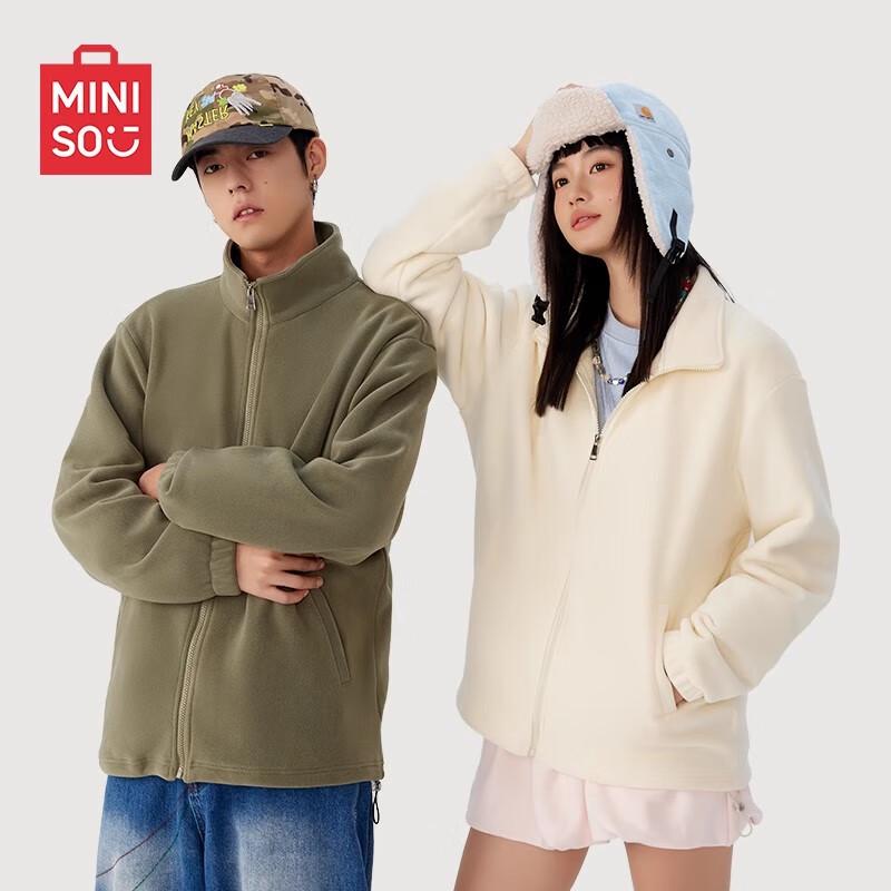 

MINISO Men s Winter Warm Double-Sided Fleece Stand Collar Jacket M